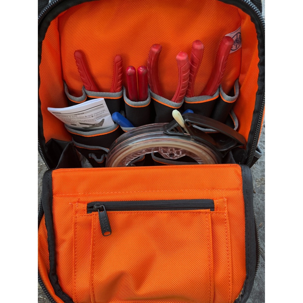 Klein Tools Tradesman Pro Tool Station Backpack Black Orange 1680d Ballistic Bag - Picture 2 of 7